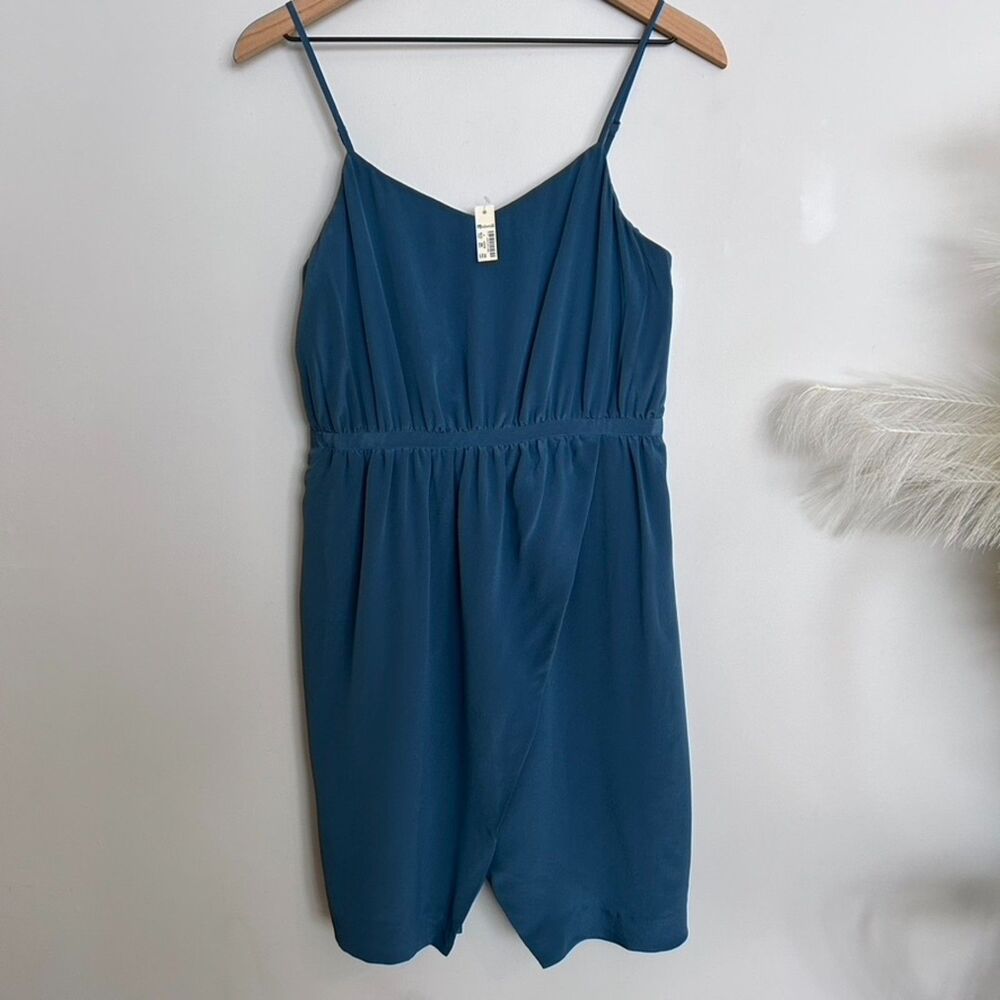 Madewell 100% Silk Overlay Cami Dress Blue
